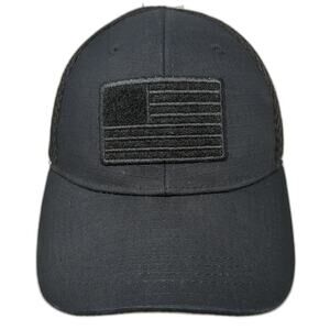 Highland Tactical U.S. Flag Fitted Baseball Cap Black OS Adjustable Embroidered